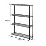 Modular Wire Storage Shelf 1200 x 600 x 1800mm Steel Shelving V63-841331