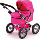 Foldable Dolls Pram with Height-Adjustable Handle and Shoulder Bag, Stable, Pink V178-21721