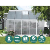 Greenfingers Greenhouse 3x2.5x1.95M Aluminium Polycarbonate Green House Garden Shed GH-ALU-C-302X250-AB