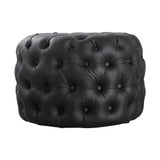 Contemporary Black Leather-look Ottoman with Button V264-OTM-802L-BLK