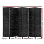 Artiss 6 Panel Room Divider Screen 245x170cm Woven Black RD-C-8001-6P-BK