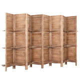 Artiss 8 Panel Room Divider Screen 326x170cm Shelf Oak RD-B-0590-8P-BR