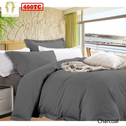 Ramesses Bamboo Cotton Quilt Cover Set Charcoal Queen V442-KIT-QUILTCS-BAMBOOCOTTON-CHARCOAL-QS