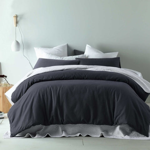 Accessorize Waffle Slate Cotton Blend Quilt Cover Set Queen V442-HIN-QUILTCS-WAFFLECOTTON-SLATE-QS