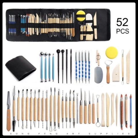 52PCS Pottery Ceramic Tools Kit Polymer Clay Sculpting Carving Modelling DIY V201-HBZ1226528AU