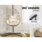Gardeon Outdoor Egg Swing Chair Wicker Rope Furniture Pod Stand Foldable Yellow HM-EGG-ROPE-XD-YE