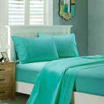 1000TC Ultra Soft Super King Size Bed Teal Flat & Fitted Sheet Set V493-ASKS-07
