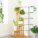 5 Tiers Vertical Bamboo Plant Stand Staged Flower Shelf Rack Outdoor Garden V63-837911