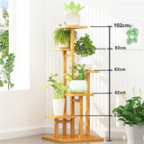 5 Tiers Vertical Bamboo Plant Stand Staged Flower Shelf Rack Outdoor Garden V63-837911