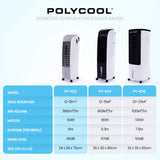 POLYCOOL 6L Portable Evaporative Air Cooler 24 Hour Timer 4 in 1 Cooling Fan V219-COLECLPYD2GA