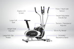 Powertrain 3-in-1 Elliptical Cross Trainer Exercise Bike with Resistance Bands ECT-XDA-011