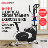 Powertrain 6-in-1 Elliptical Cross Trainer Bike with Weights and Twist Disc ECT-XDA-514