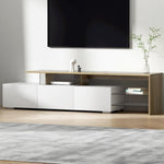 Artiss TV Cabinet Entertainment Unit 180cm Wood White James FURNI-L-GS-TV180-WHWD-AB