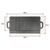 46x22 cm Cast Iron Reversible Griddle Plate BBQ Hob Cooking Grill Pan V63-835341