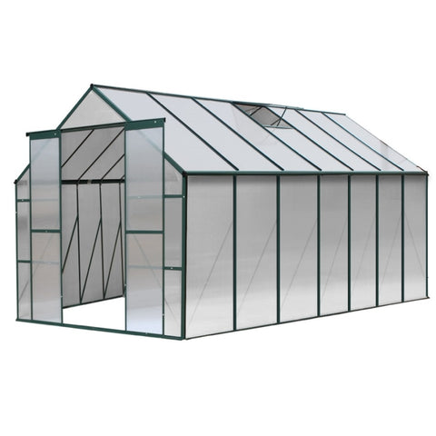 Greenfingers Greenhouse 4.43x2.44x2.15M Aluminium Polycarbonate Green House Garden Shed GH-ALU-443X244-GN-AB