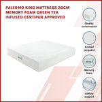 Palermo King Mattress 30cm Memory Foam Green Tea Infused CertiPUR Approved V63-826481