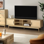 Artiss TV Cabinet Entertainment Unit 180cm Rattan Cole FURNI-E-RAT-TV180-WD-AB