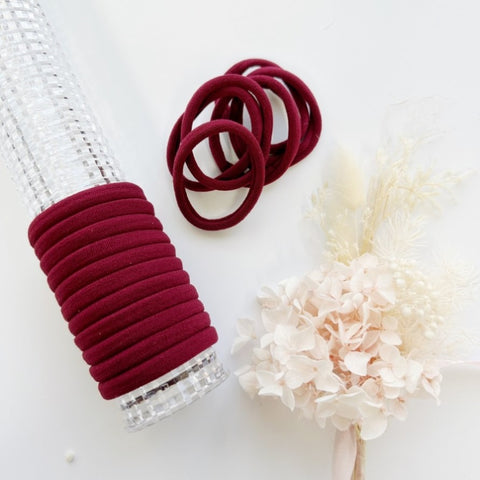 MANGO JELLY Metal Free Hair ties - School Colour Maroonn 10P - Six Pack V659-METALFREE-4CM-10P-SK-SK-MAROON-6-L