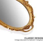 Oval Antique Gold 25 x 38 cm Vintage Carved Hanging Wall Mirror for Bedroom and Living-Room V178-12658