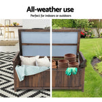 Gardeon Outdoor Storage Bench Box Wooden Garden Toy Tool Shed Patio Furniture Charcoal ODF-OSB-WDL-CC