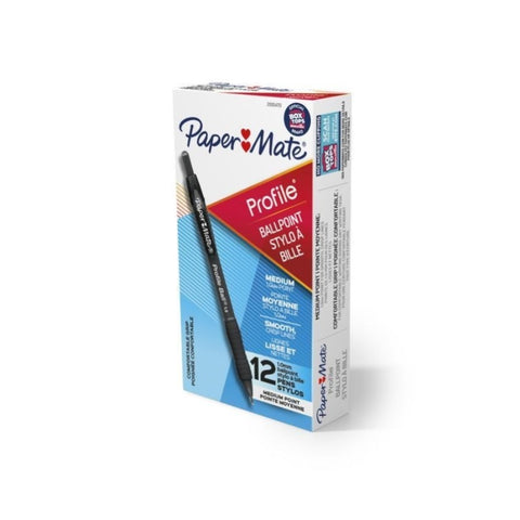 PAPER MATE Profile Ball Pen 1.0mm Black Box of 12 V177-D-PM2095470