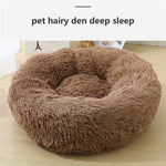 Pet Dog Bedding Warm Plush Round Comfortable Nest Sleeping kennel Coffee M 70cm V360-PTDB0000-LC-M