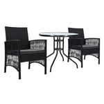 Gardeon 3PC Bistro Set Outdoor Furniture Rattan Table Chairs Cushion Patio Garden Lyra ODF-CHAIRSET-HARP