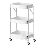 SOGA 3 Tier Steel White Foldable Kitchen Cart Multi-Functional Shelves Portable Storage Organizer KITCHENXY012