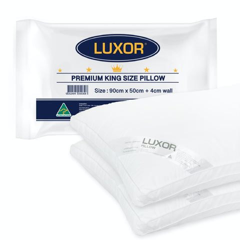 Luxor Australian Made Hotel King Size Pillow with 4cm Wall Twin Pack V535-KING-PILLOW-4CM-X2