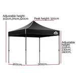 Instahut Gazebo Pop Up Marquee 3x3m Folding Tent Wedding Outdoor Camping Canopy Gazebos Shade Black GAZEBO-T-3X3-F-BK