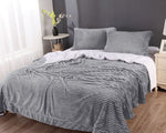 stripe flannel sherpa blanket king silver V517-SFSC-KSIL