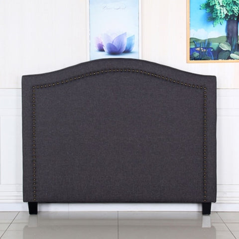 Bed Head Queen Size Charcoal Headboard with Curved Design Upholstery Linen Fabric V43-BED-CARLQCH