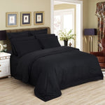 1000TC Ultra Soft Striped King Size Black Duvet Quilt Cover Set V493-NK-05