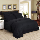 1000TC Ultra Soft Striped King Size Black Duvet Quilt Cover Set V493-NK-05