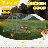 VaKa 3x6x1.95m Metal Walk-in Chicken Coop Rabbit Hutch Cage Hen House Chook Au V465-V51002