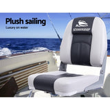 Seamanship 2X Folding Boat Seats Marine Swivel Low Back 10cm Padding Charcoal BS-86520-5-CG