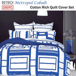 Retro Home 250TC Cotton Rich Metropol Cobalt Quilt Cover Set Queen V442-INT-QUILTCS-METROPOL-COBALT-QS