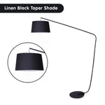 Sarantino Metal Arc Floor Lamp in Black Finish with Linen Taper Shade LMP-MLM-447