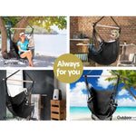 Gardeon Hanging Hammock Chair Outdoor Swing Hammocks Tassel Grey HM-CHAIR-TASSEL-GREY