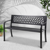 Gardeon Outdoor Garden Bench Seat Steel Outdoor Furniture 2 Seater Park Black GB-STEEL-XG202-BK