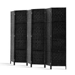 Artiss 6 Panel Room Divider Screen 245x170cm Woven Black RD-C-8001-6P-BK