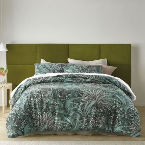 Accessorize Palm Leopard Green Cotton Quilt Cover Set Queen V442-HIN-QUILTCS-PALMLEOPARD-GREEN-QS