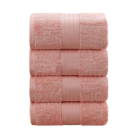 Linenland 4 Piece Cotton Bath Towels Set - Coral V406-TOWPAK01CO