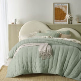 Vintage Design Homewares 3 Piece Hugo Cotton Gauze Quilted Comforter Set Sage Queen V442-HIN-COMFORTER-HUGO-SAGE-QS