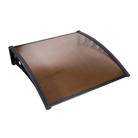 Instahut Window Door Awning 1mx1m Brown Hollow Sheet Plastic Frame AWN-PC6-1X1-BR