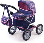 Trendy Dolls Pram, Foldable with Height-Adjustable Handle, Blue and Pink V178-22191