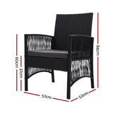 Gardeon 2PC Outdoor Dining Chairs Patio Furniture Wicker Lounge Chair Garden ODF-CHAIR-HARP-BK-2X