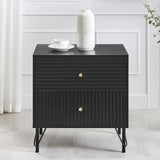 Sarantino Diego Bedside Table Night Stand with 2 Drawers - Black TBL-075-05-BK