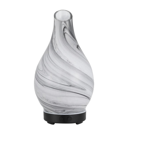 Devanti Aromatherapy Aroma Diffuser Essential Oil Humidifier LED Glass Marble DIFF-BL001-BK