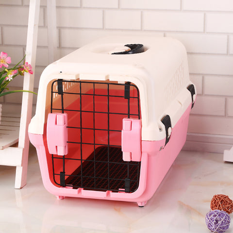 YES4PETS Portable Plastic Dog Cat Pet Pets Carrier Travel Cage With Tray-Pink V278-BP275-CARRIER-L-PINK